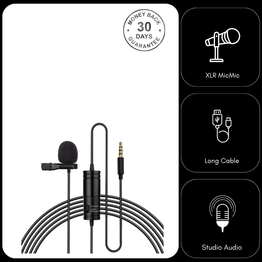 3.5mm TRRS and TRS Universal Lavaliere Microphone for Smartphone App & DSLR Video Camera