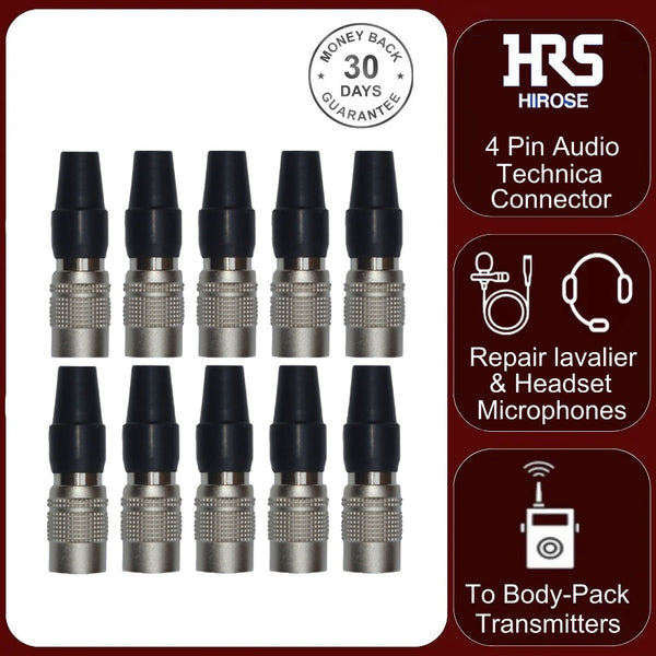 10x HR10A-7P-4S 4 Pin Hirose Locking Female Connector Audio Technica Microphone