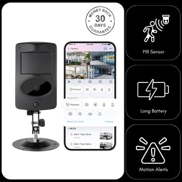 Ultra Long Battery Wi-Fi Security Camera in Black PIR Alarm Sensor Motion Detect Recorder & Alert