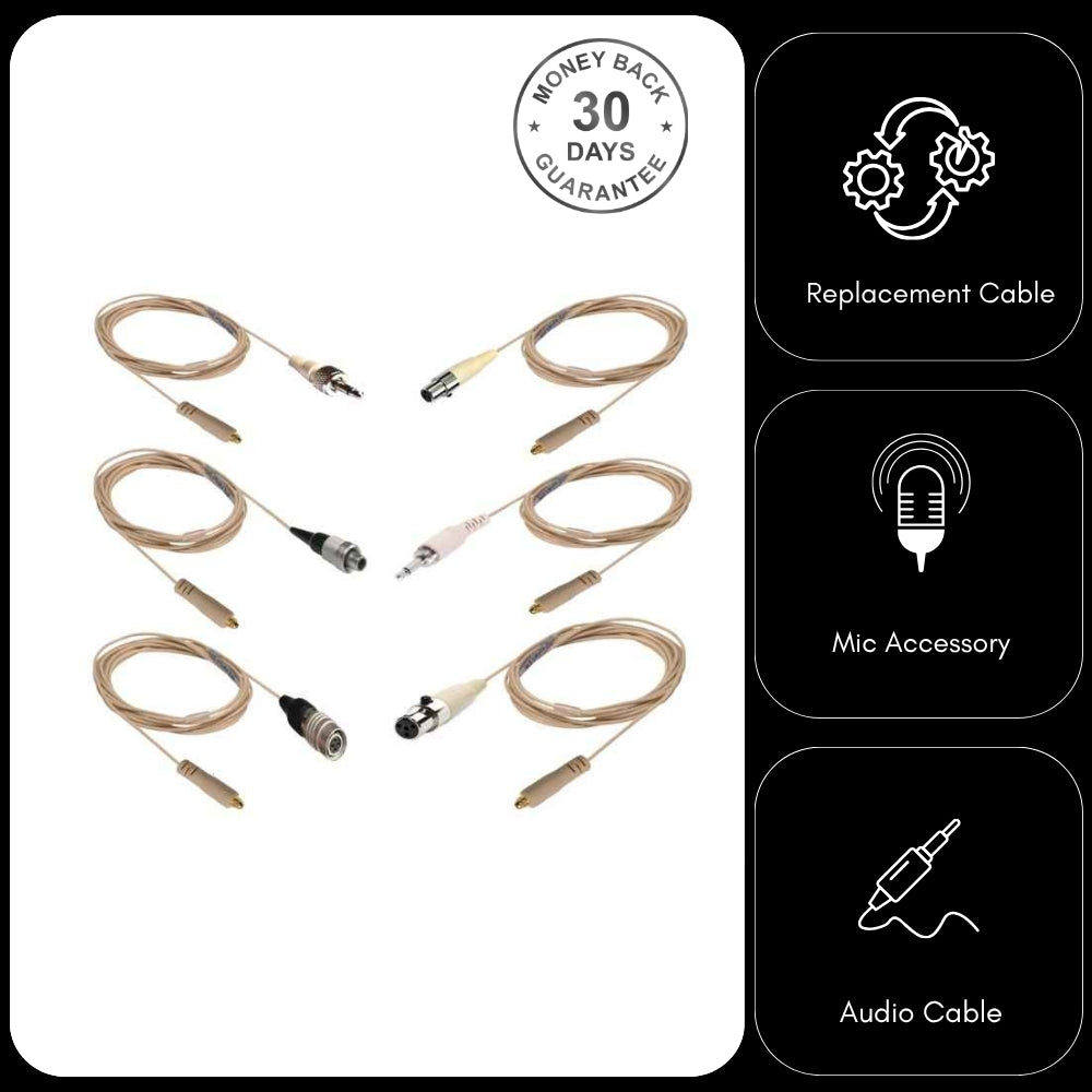 Replacement Detachable Cables for Micronic BPE Ear Hook Microphone to Fit all Body-Pack Transmitters