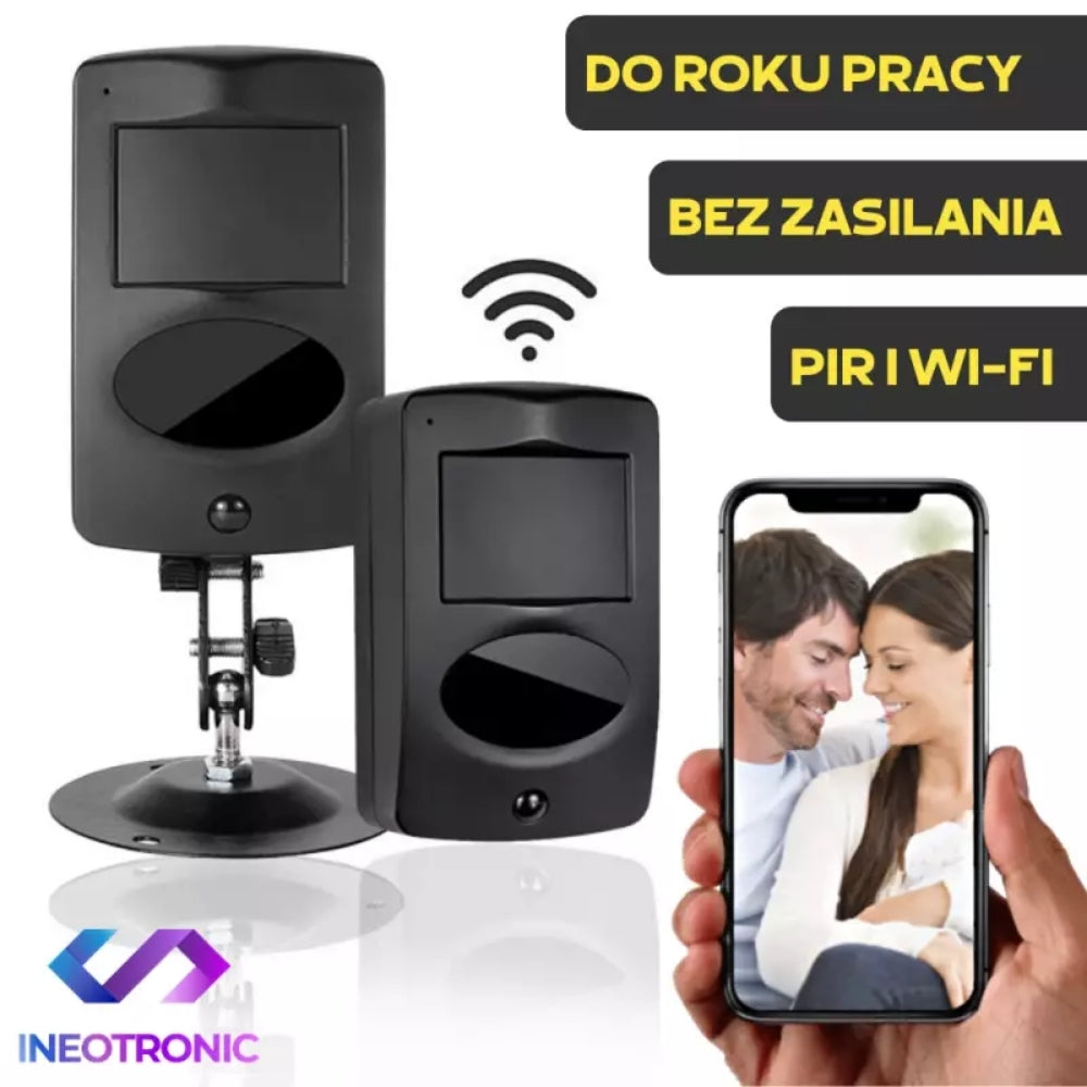 Ultra Long Battery Wi-Fi Security Camera in Black PIR Alarm Sensor Motion Detect Recorder & Alert