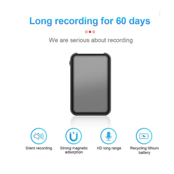 JNN Q75 32GB Magnetic Voice Recorder 1100 Hour Battery Sound Activated ADPCM High Definition Noise Reduction