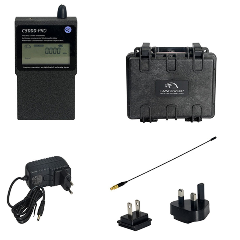 Hawksweep HS-C3000 Pro RF Bug Detector Digital Frequency Counter 3GHz Tracker Spy Camera Signal Finder