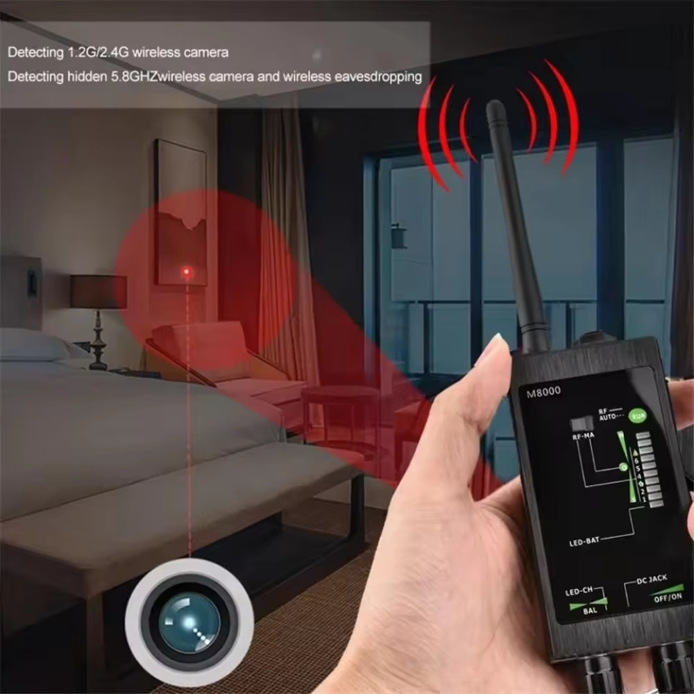 M8000 RF Signal Detector 8000mHz Anti Spy GPS Tracker Wifi Camera GSM Audio Bug Sweeper