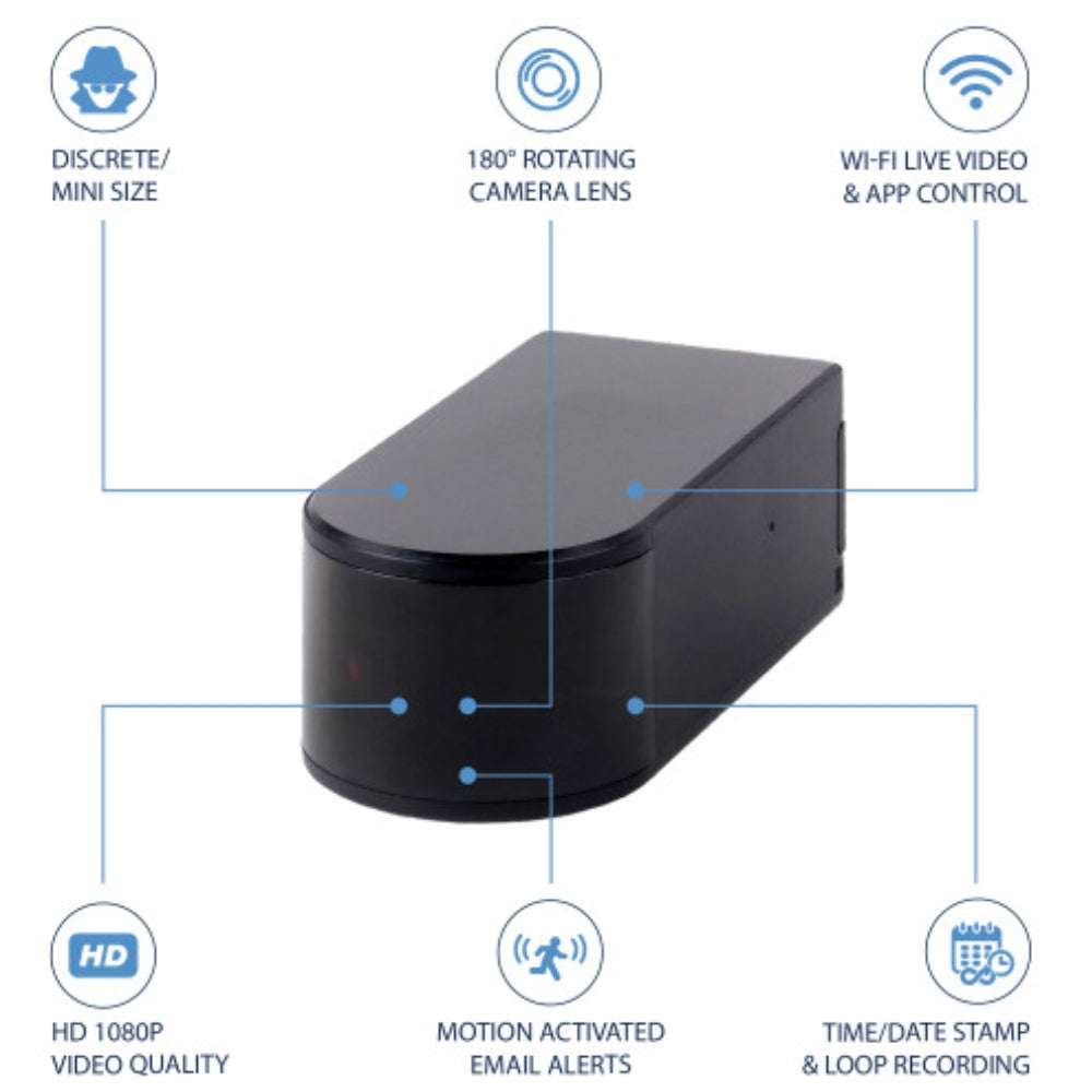 Black Box Battery Wireless Wi-Fi Security Camera 180º Horizontal Pan Night Vision 1080p FHD Video