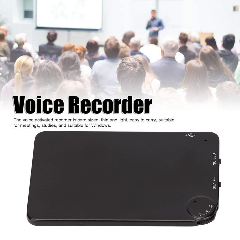 Credit Card Voice Recorder Sound Activated 8GB 90 Hour High Quality 1536kbps .WAV Audio