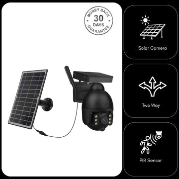 4G WiFi Solar Power Dome Camera Wireless Video CCTV PTZ 2 Way Audio PIR Night Vision
