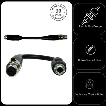 Sennheiser to Shure Microphone Adapter 3.5mm Locking Jack Plug to TA4F 4 Pin Mini XLR Transmitter
