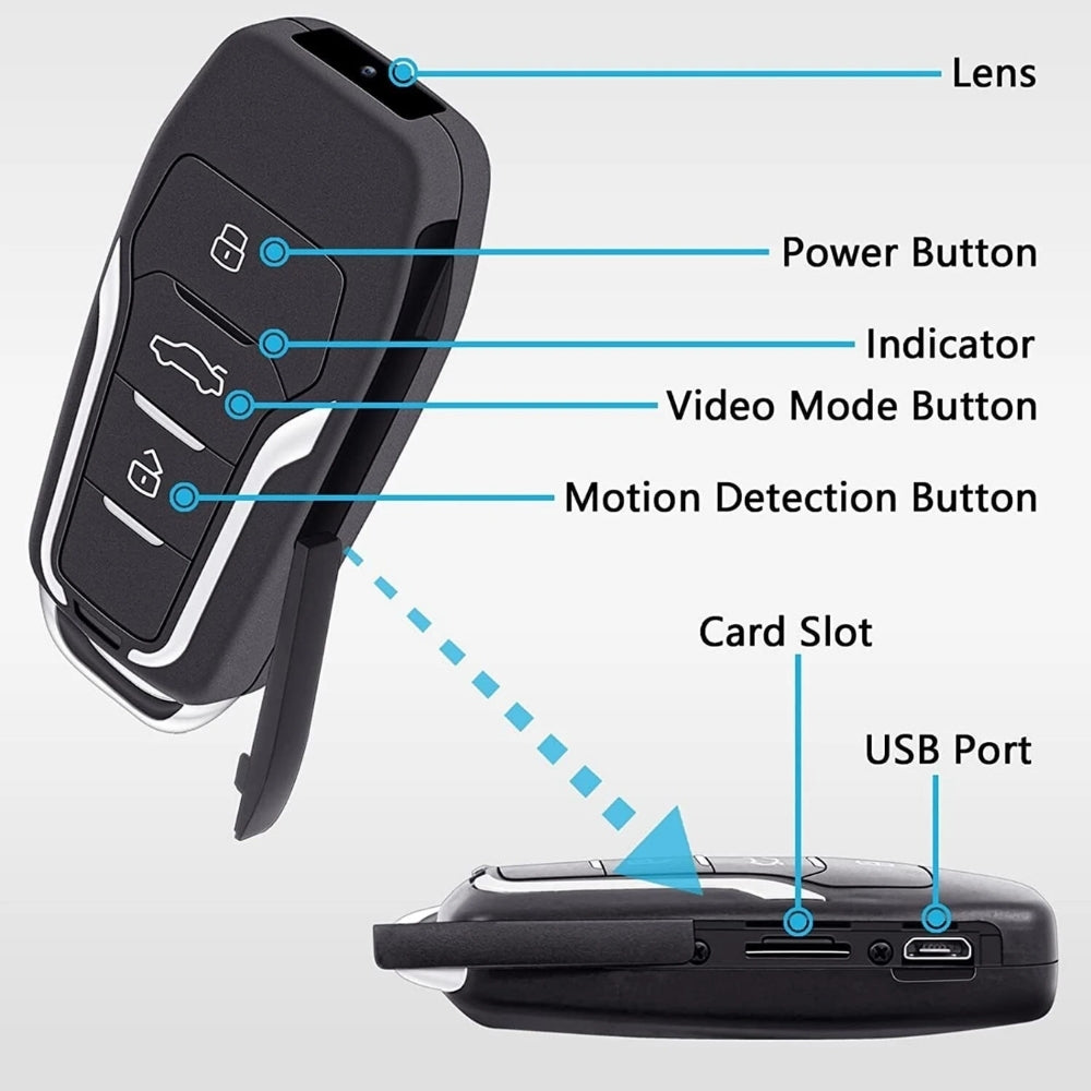 Car Key Remote Camera Full HD 1080p Video Motion Detection Night Vision & Sound Recorder