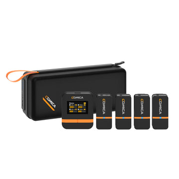 Comica Vimo Q Wireless Microphone 2.4G Four Channel 200 metre Mini Lapel Noise Cancellation for Camera Smartphone PC