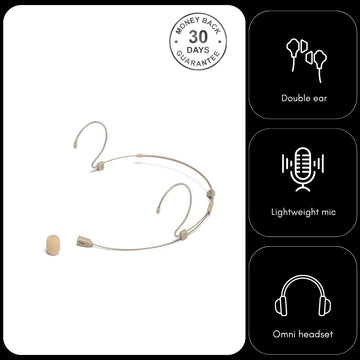 Kimafun HC-810 Double Ear Hook Microphone Ultra Light Weight Omnidirectional Headset for Body Pack Transmitters