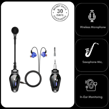 Kimafun KM-U307-1 Professional Wireless Saxophone Microphone System with in-ear Monitoring