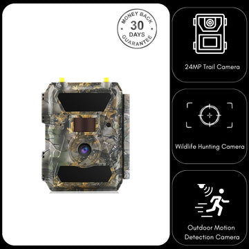 24MP Hunting Trail Camera HD Photo & 1080p Video IP66 Outdoor Wildlife 0.4s PIR Detection