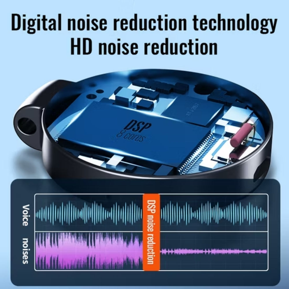 32GB Mini Key Chain Voice Recorder Sound Activated Round Pendant 1536Kbps PCM 25hrs Battery Work Time