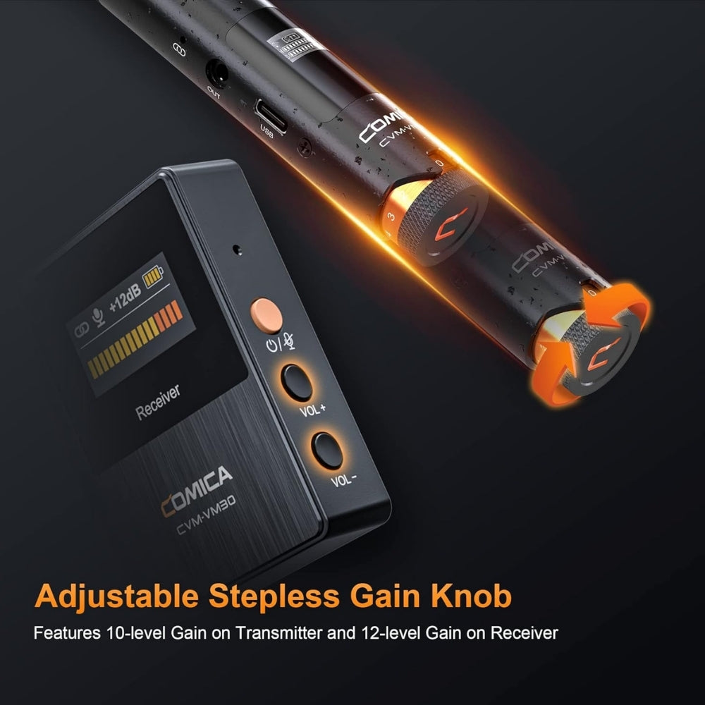 Comica VM30 Shotgun Microphone Super Cardioid Condenser Wireless 100 Metre Range Built In Recorder