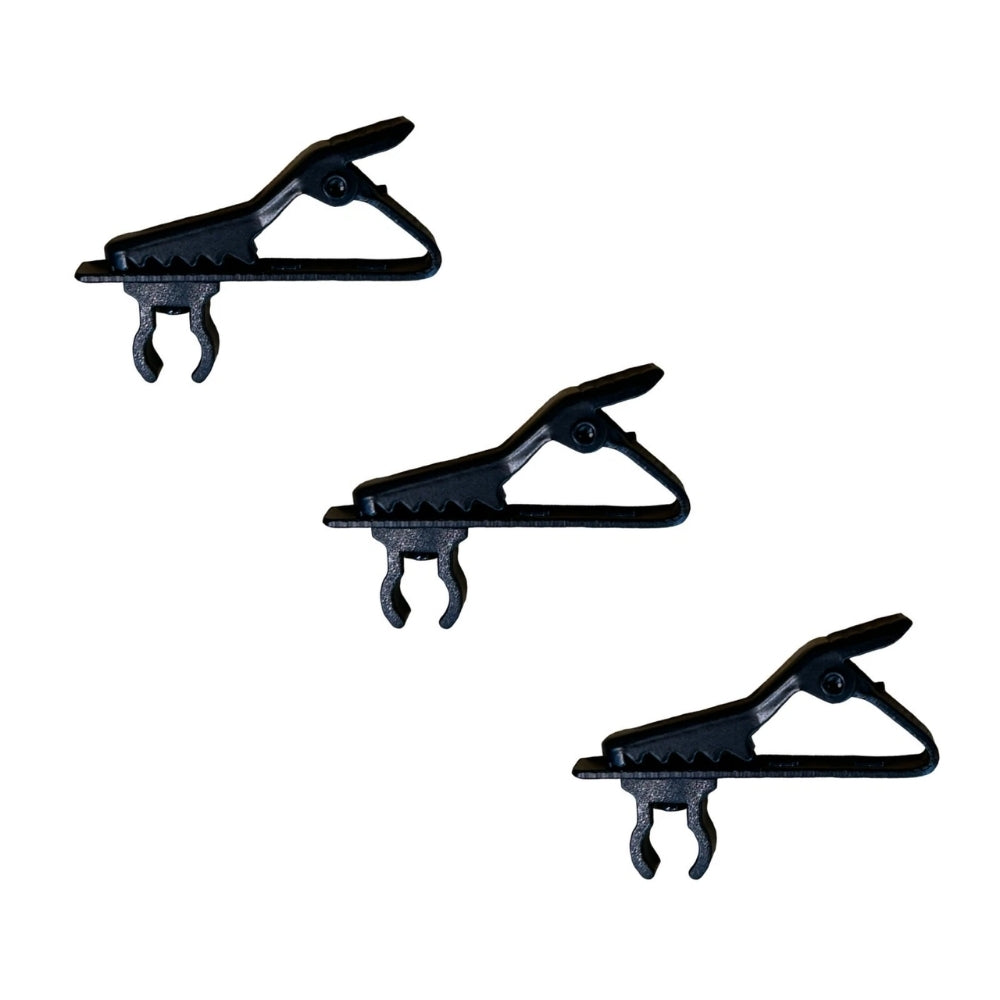 3x Replacement Clips for Lapel Lavaliere Microphone 6mm Diameter Metal Crocodile Clip Plastic Mount
