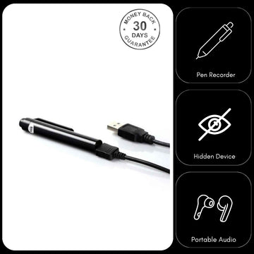 Audio Digital Voice Recorder in Working Ballpoint Pen 8GB Memory 20 Hours Battery Life