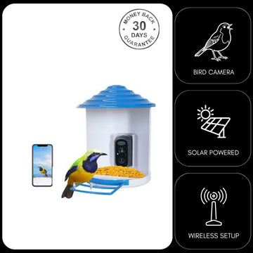 Bird Feeder Camera 4G LTE Sim Card 1080p HD Battery Solar Power No Wiring Needed