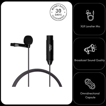 Comica XLR Phantom Power Lavaliere Microphone 4.5 Metre 3 Pin XLR Cable Omnidirectional or Unidirectional Polar Pattern
