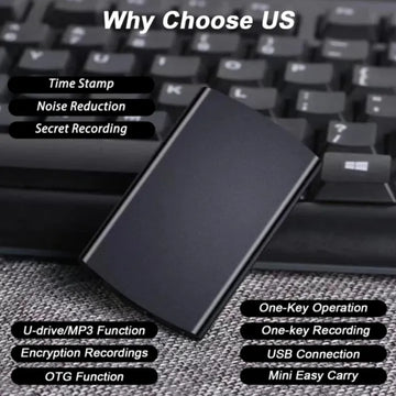 Mini Voice Recorder 30 Hour Battery Ultra Slim Sound Activated High Definition Super Sensitive Microphone