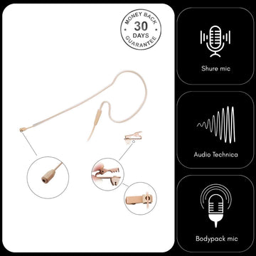 Shure Single Earset Ear Hook Microphone for UR1 ULX SLXD GLXD ADX BLX Body Pack Transmitters 4 Pin Mini XLR Lemo 3 pin
