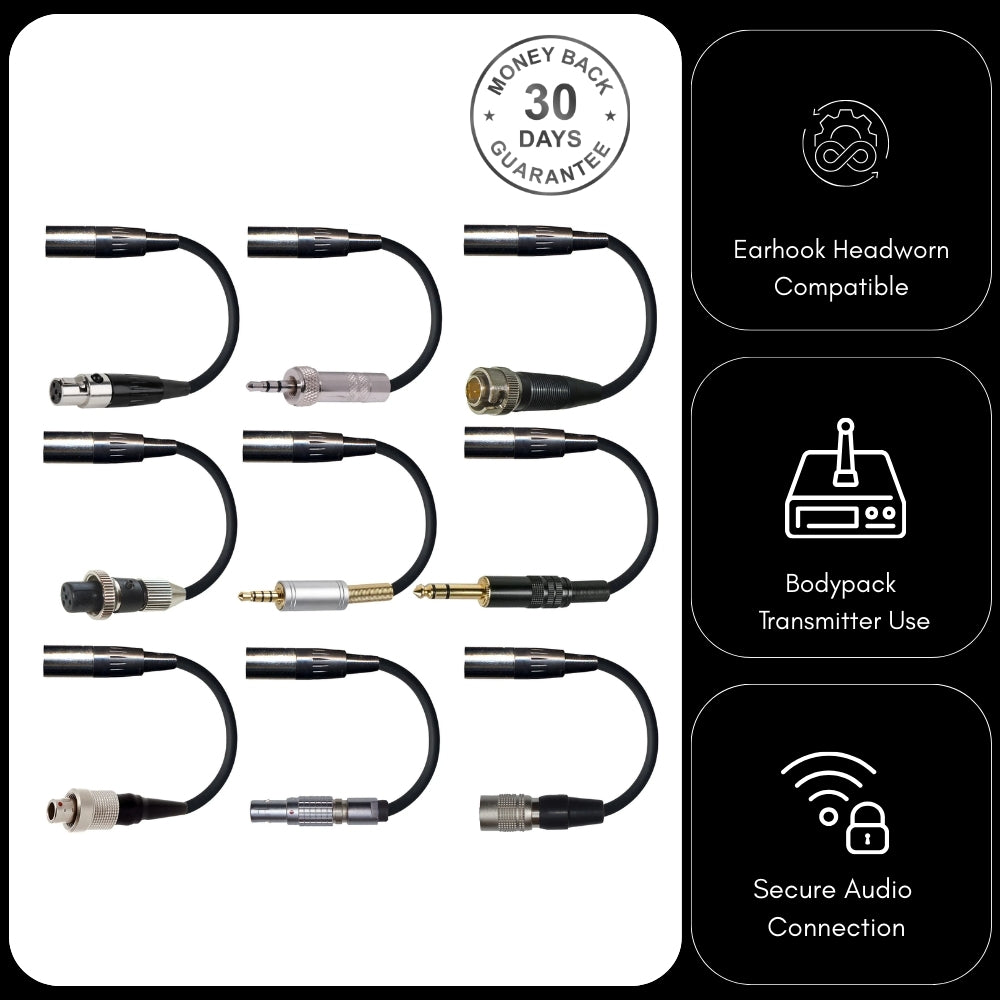Microphone Adapter to Convert Lectrosonics 5 Pin Mini XLR to Different Body Pack Transmitter Connector