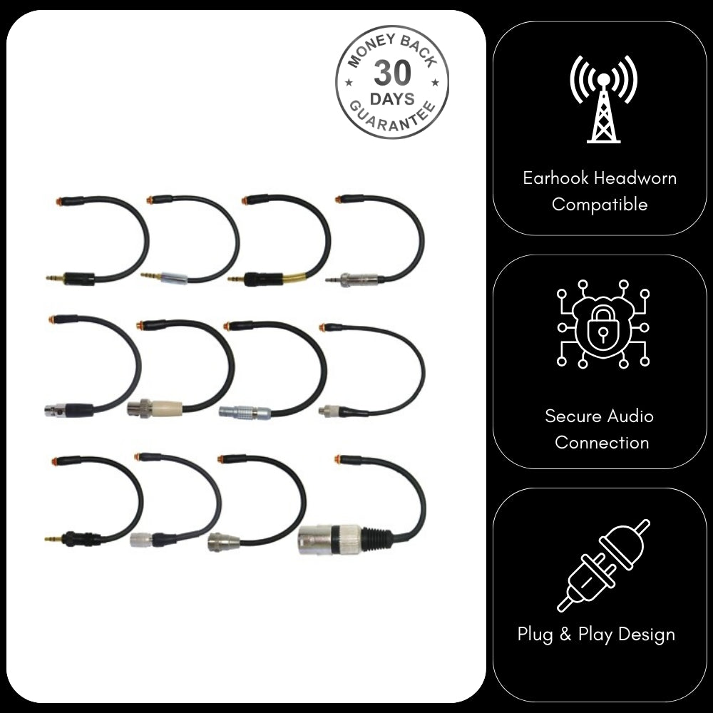 Shure Microphone Adapter Converts WBH WL 4 pin mini XLR Lavaliere Ear-Hook Head Worn Body Pack Transmitter