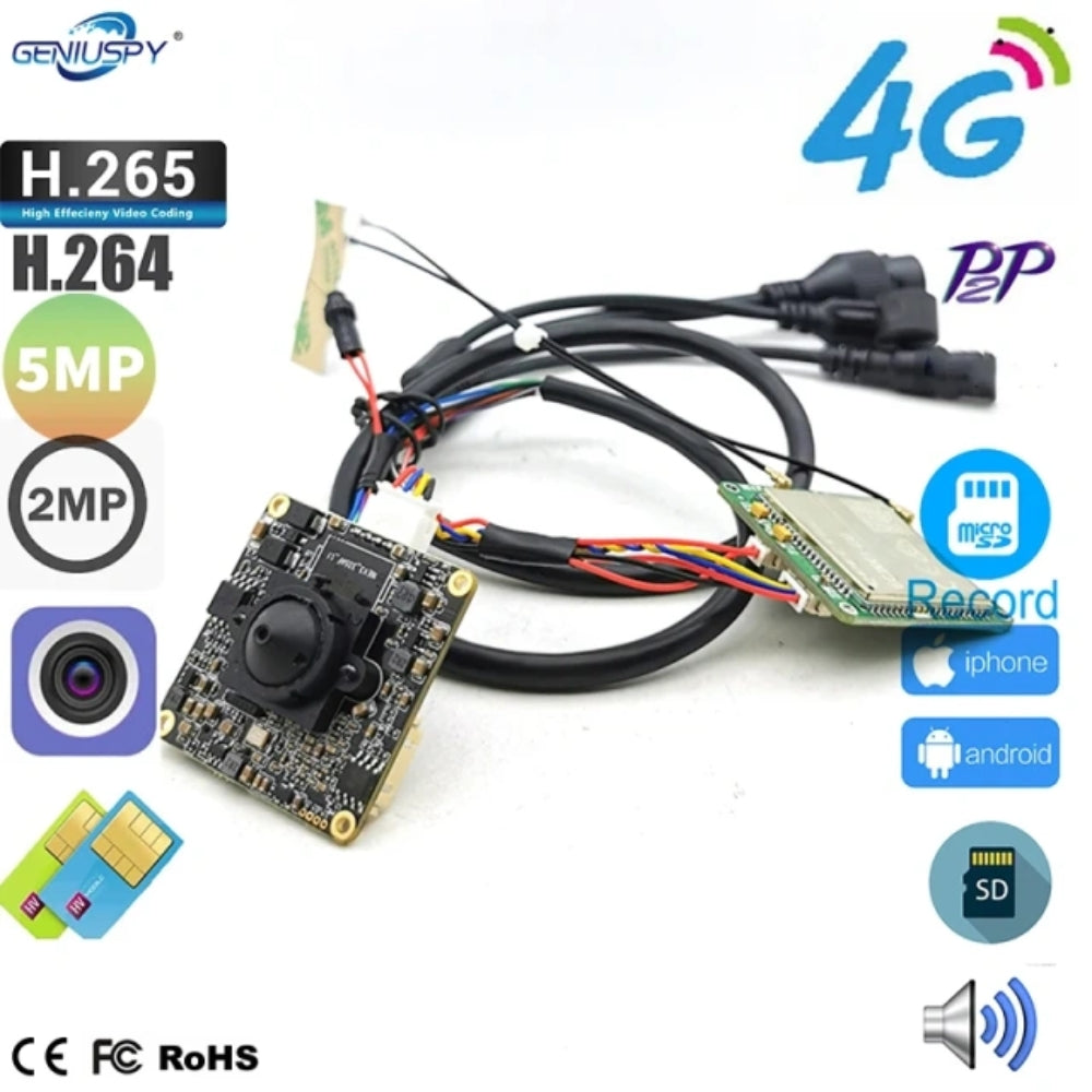Wireless 4G Board Camera DIY Module 5MP Pin Hole Lens 128GB Video Recorder CamHiPro App