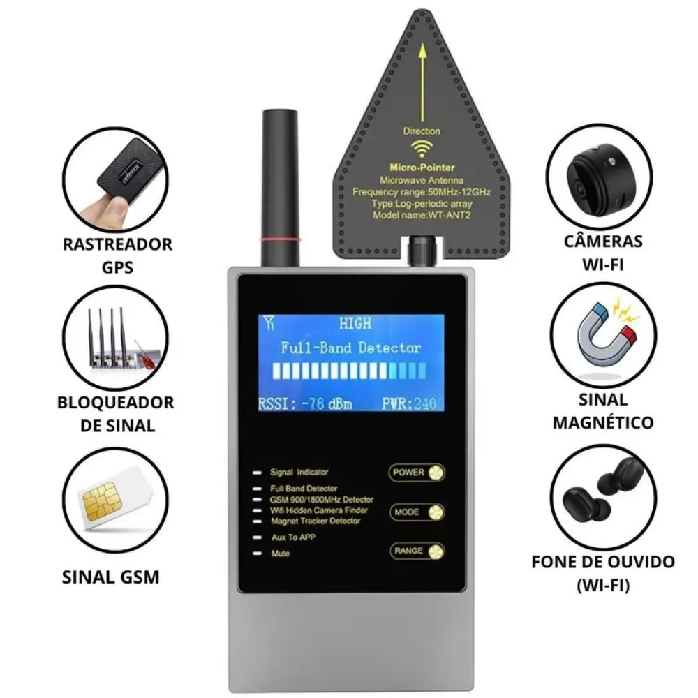 WT10 Anti Bug Sweep Full Band Detector GSM Audio GPS Tracker WIFI Hidden Camera Finder