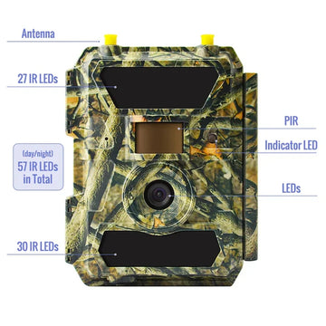 24MP Hunting Trail Camera HD Photo & 1080p Video IP66 Outdoor Wildlife 0.4s PIR Detection
