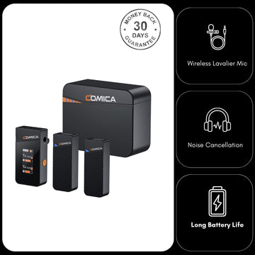 Comica Vimo C3 Wireless Microphone 2.4G Dual Channel 200 metre Mini Lapel Noise Cancellation for Camera Smartphone PC