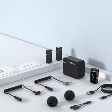 Comica Vimo C3 Wireless Microphone 2.4G Dual Channel 200 metre Mini Lapel Noise Cancellation for Camera Smartphone PC