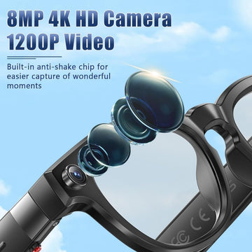 Smart Bluetooth Video Glasses 5MP Camera 1080p Full HD Video Recording Photo and Audio