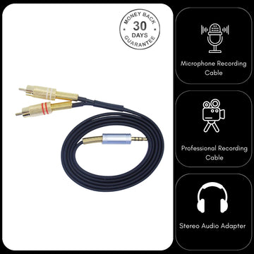 2x RCA Phono to 3.5mm TRRS Jack Microphone Recording Lead DJ Mixer Streaming Cable for iPhone Android