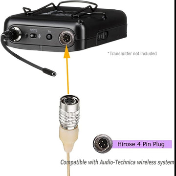 Audio Technica Omnidirectional Single Ear Hook Earset Microphone with Detachable Cable for (CW) 4 Pin Hirose Body Pack Transmitters
