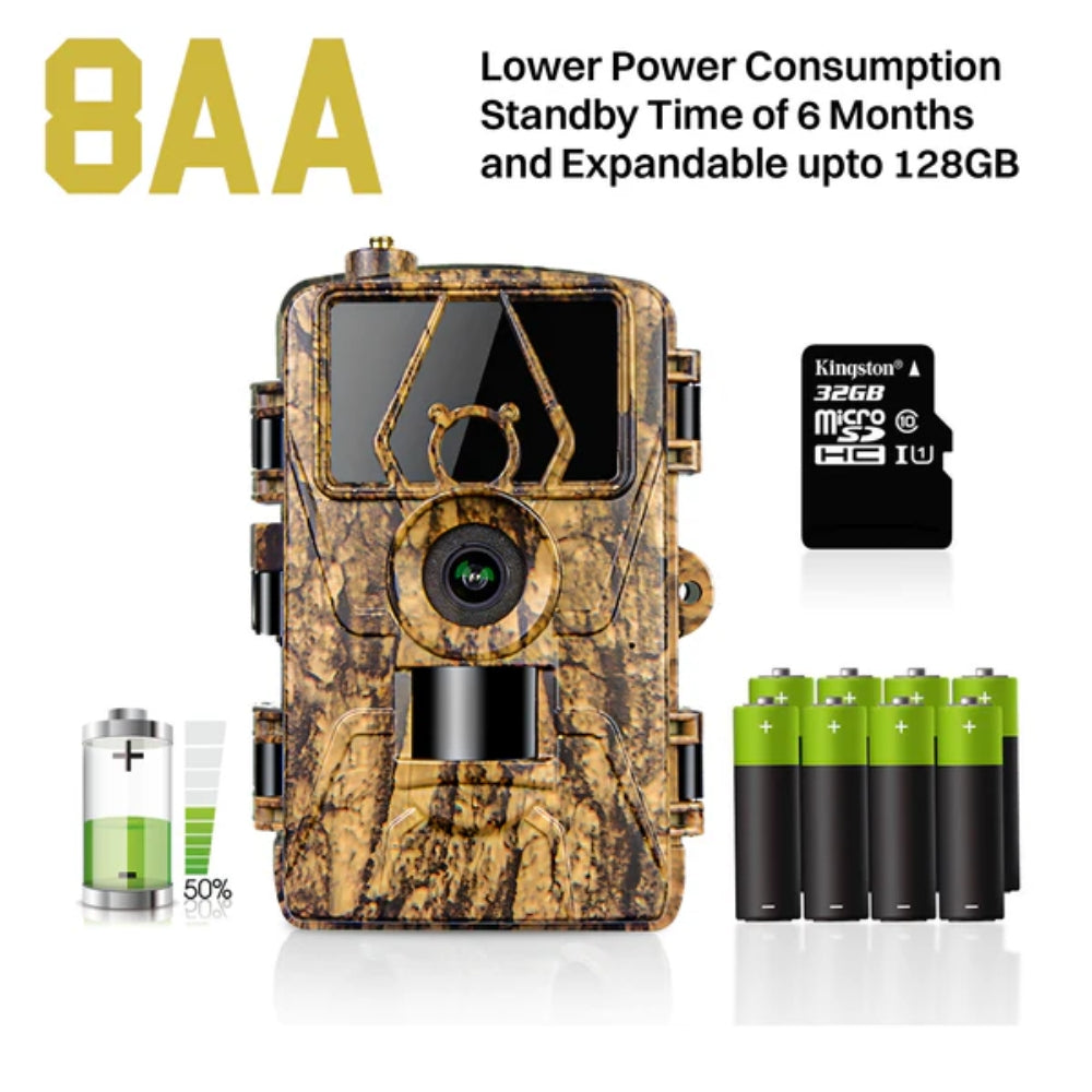 Mini 4G Wireless Trail Hunting Camera 24MP Photo Live Video Stream Push Alerts & GPS Tracker