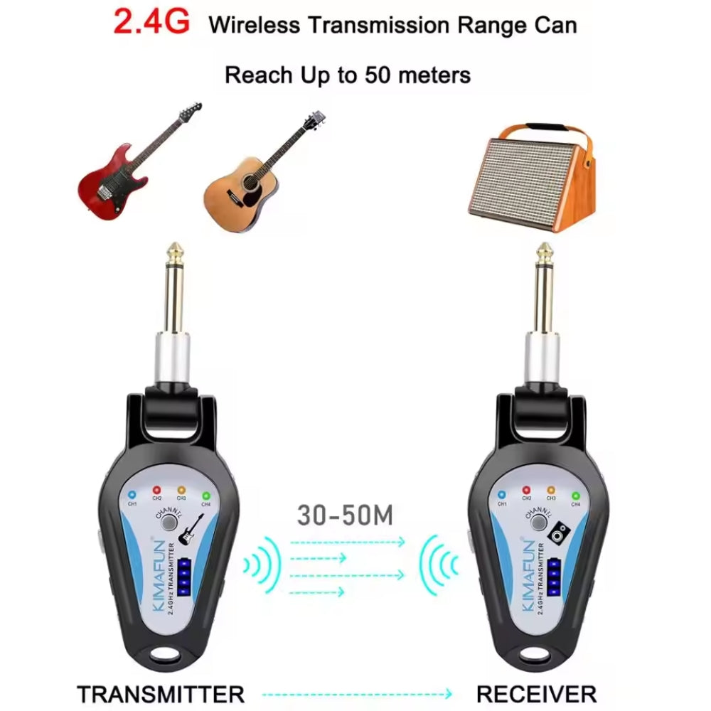 Kimafun KM-G207 Wireless Electric Guitar Transmitter Receiver Microphone System