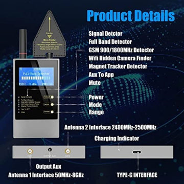 WT10 Anti Bug Sweep Full Band Detector GSM Audio GPS Tracker WIFI Hidden Camera Finder