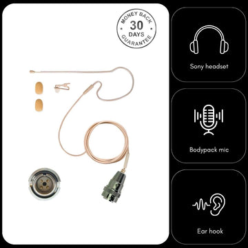 Audio Technica Omnidirectional Single Ear Hook Earset Microphone with Detachable Cable for (CW) 4 Pin Hirose Body Pack Transmitters