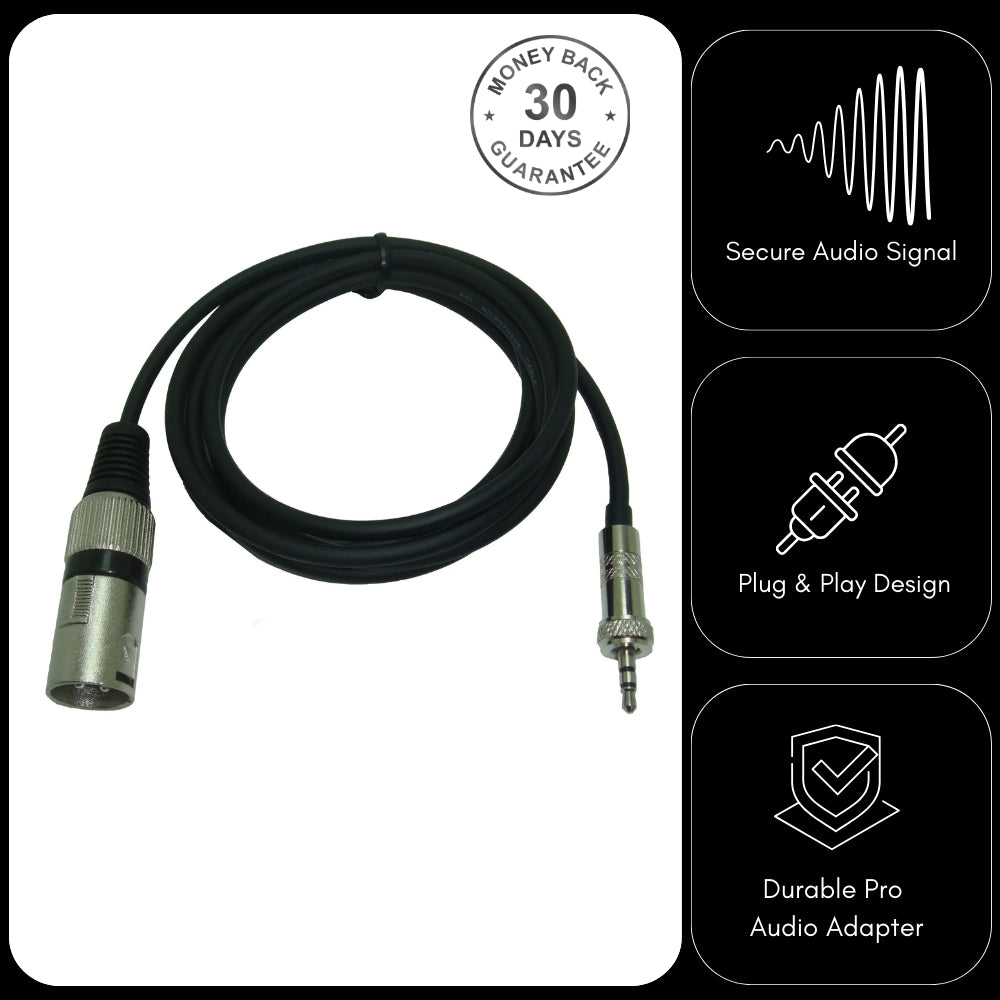 3 Pin XLR to 3.5mm Locking Jack Plug Adapter for Sennheiser Receiver Wireless Microphone