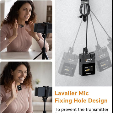 Comica Wireless Microphone BoomX-D D2 System 2.4G Dual Channel 48kHz-16bit Recording for DSLR Camera or Smartphone