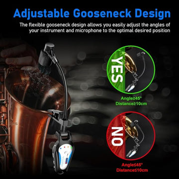 Kimafun KM-U306B Professional 2.4G Instrument Gooseneck Wireless Saxophone Microphone