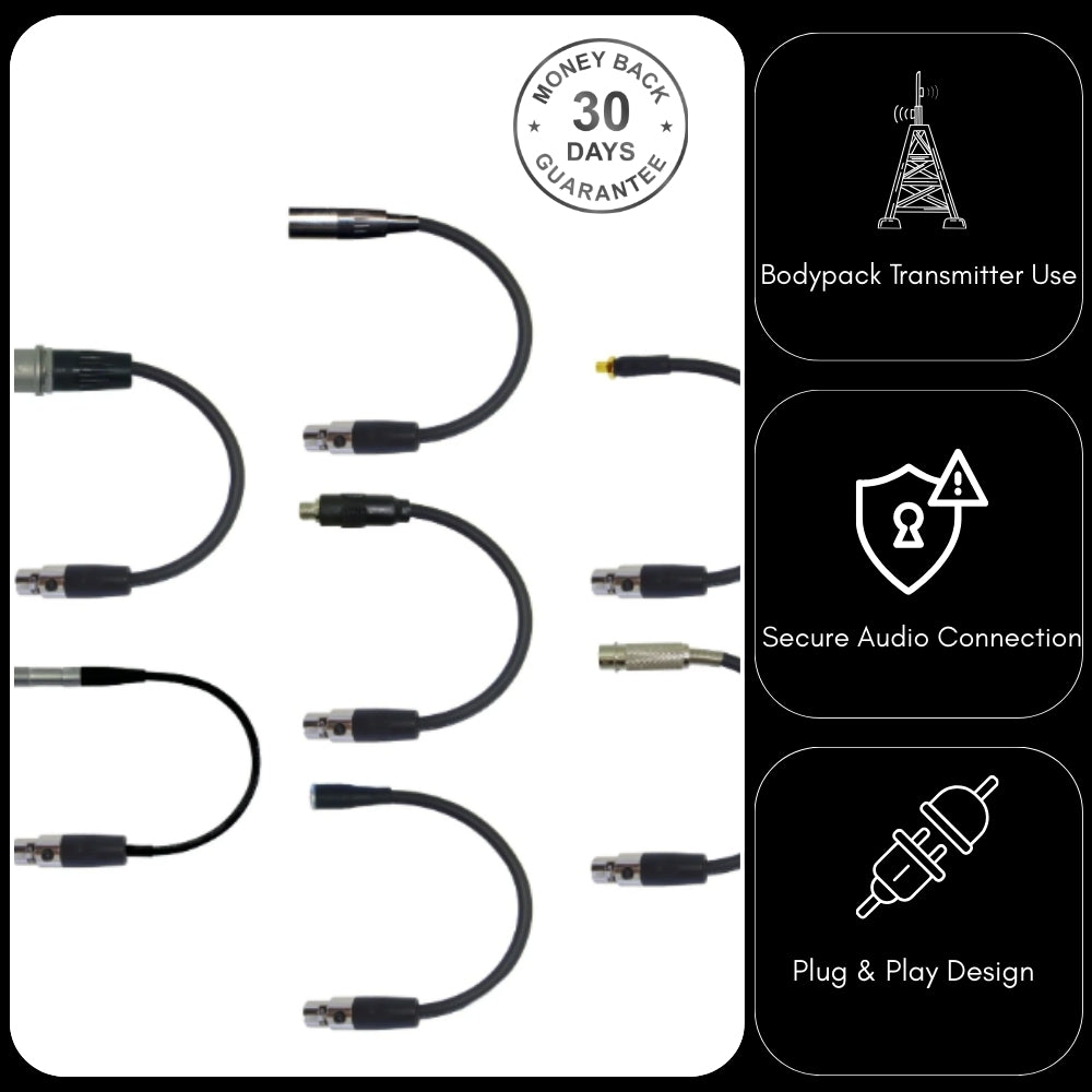Adapter to Convert Lectrosonics Microphone with 5 Pin Mini XLR to use with Different Body Pack Transmitter Connector