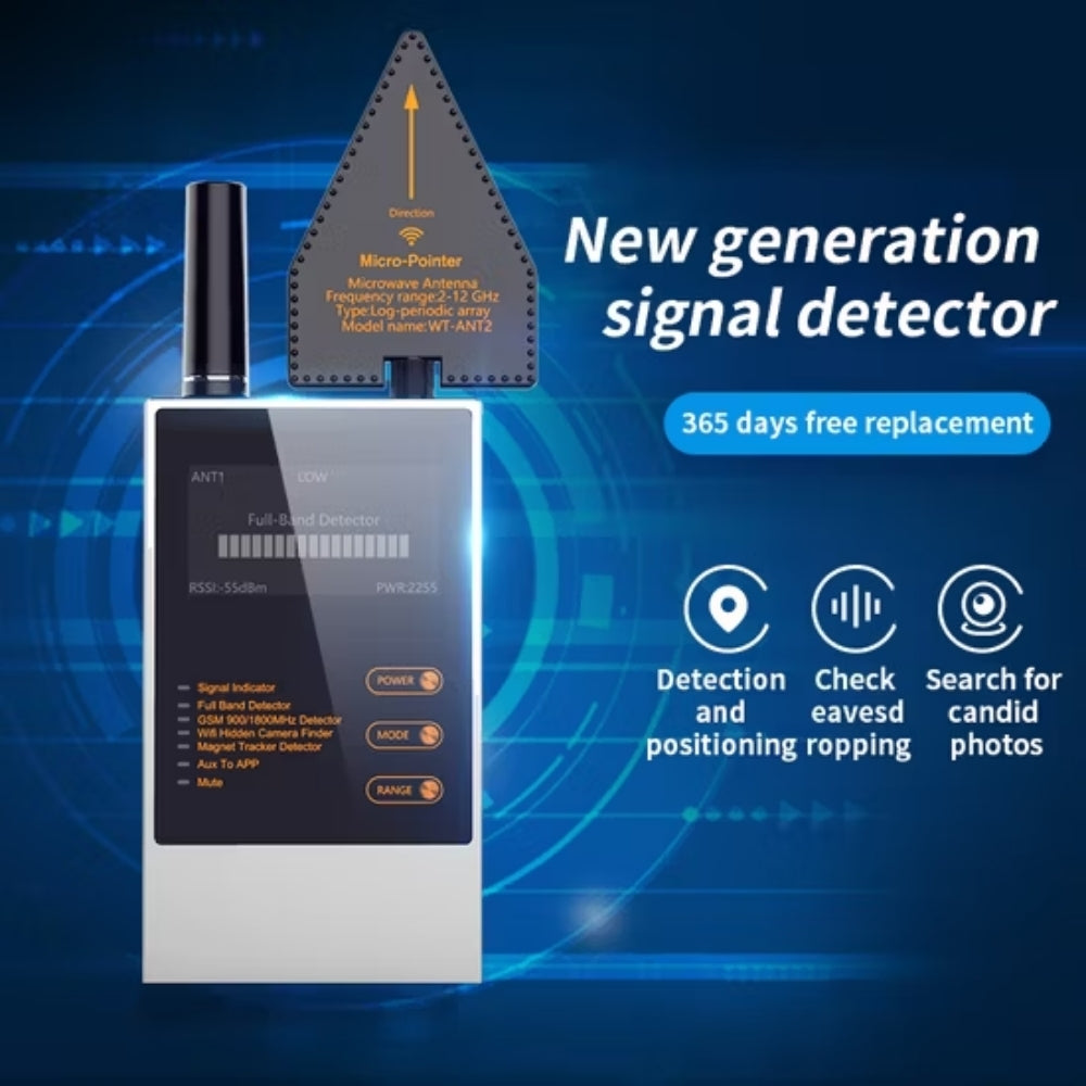 WT10 Anti Bug Sweep Full Band Detector GSM Audio GPS Tracker WIFI Hidden Camera Finder
