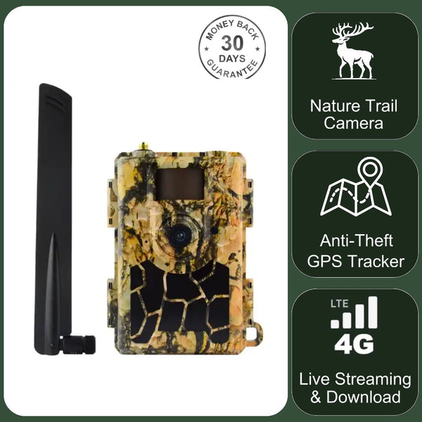 Mini 4G Wireless Trail Hunting Camera 24MP Photo Live Video Stream Push Alerts & GPS Tracker