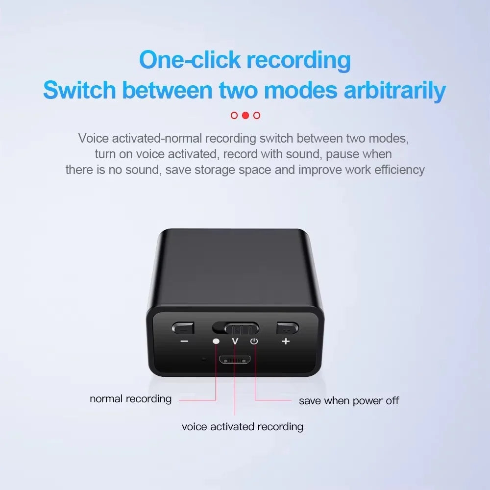 Q63V Mini Magnetic Voice Recorder Sound Activated Noise Reduction 1536Kbps PCM 20 Hour Battery