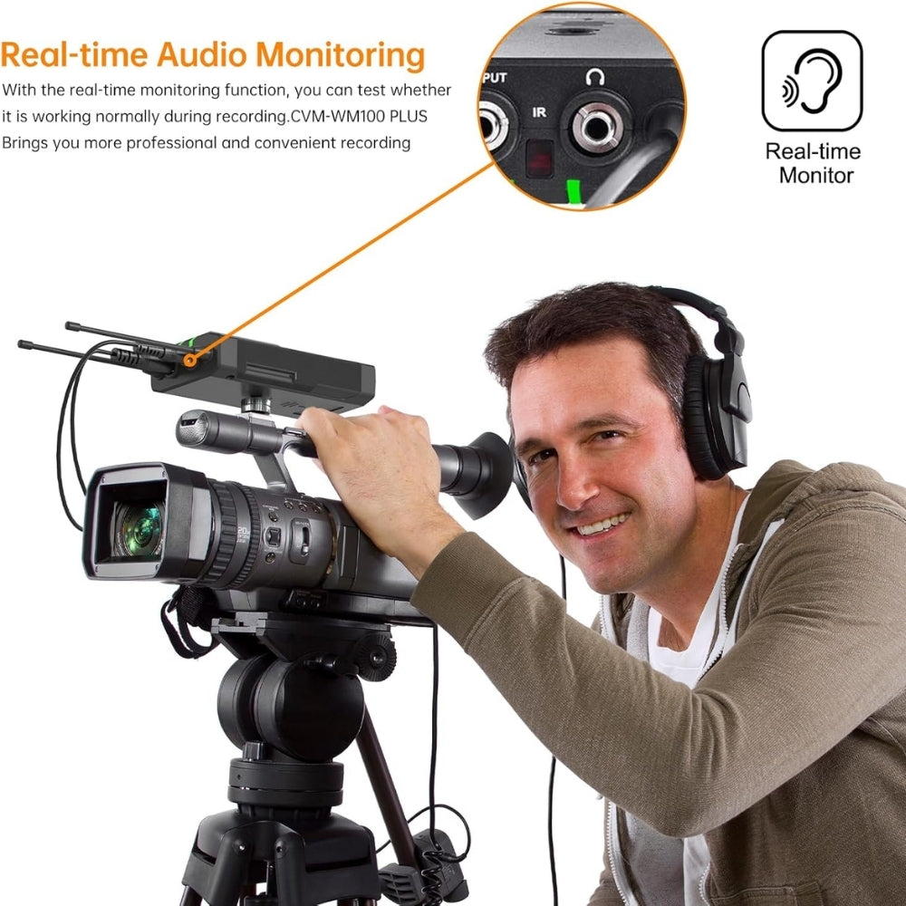 Wireless Lavaliere Microphone Comica WM100 PLUS (A) Dual-Channel UHF Transmitter Receiver for Camera Smartphone PC