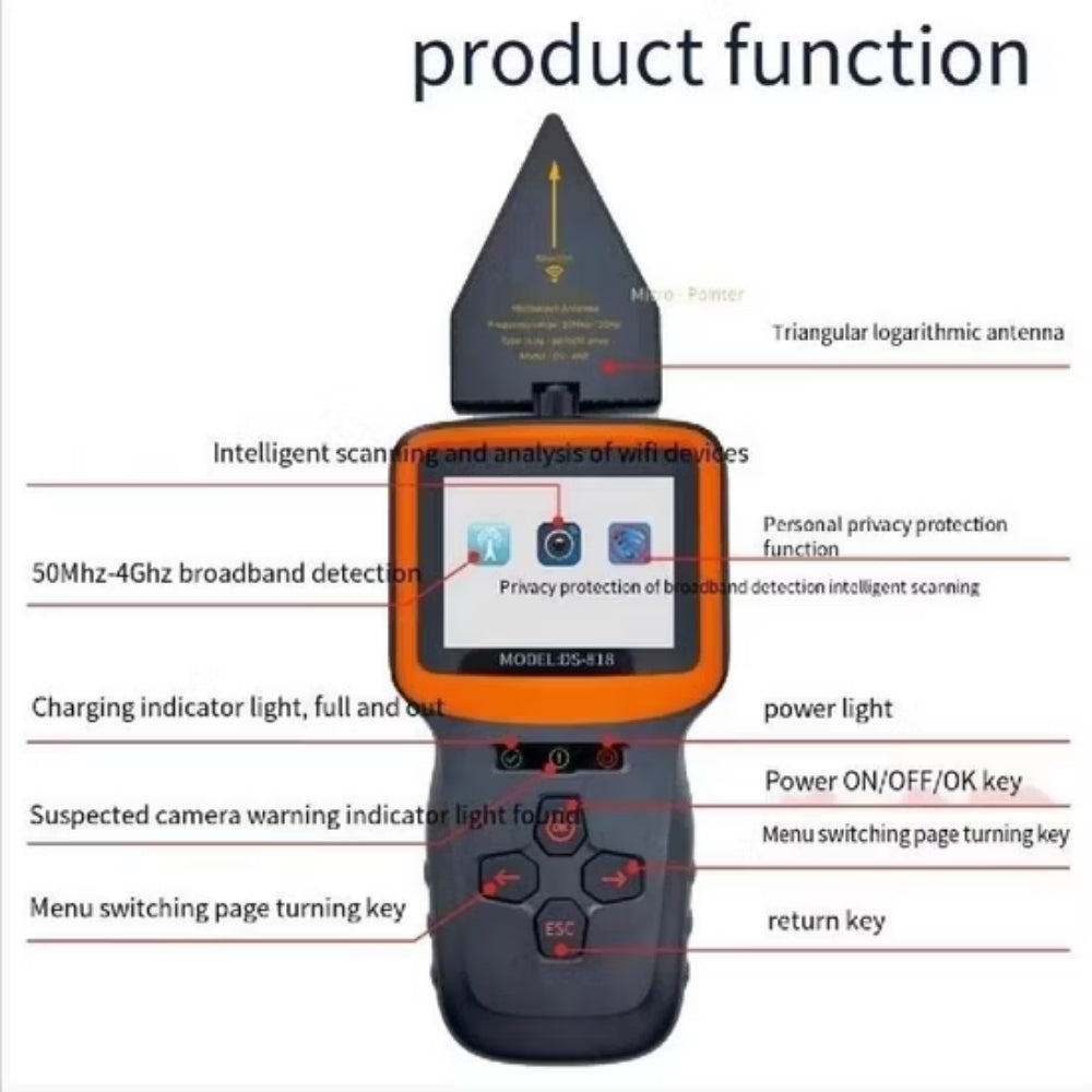 DS-818 Professional Anti-Spy Bug Detector find Wifi Camera GPS Tracker GSM Audio RF Signal