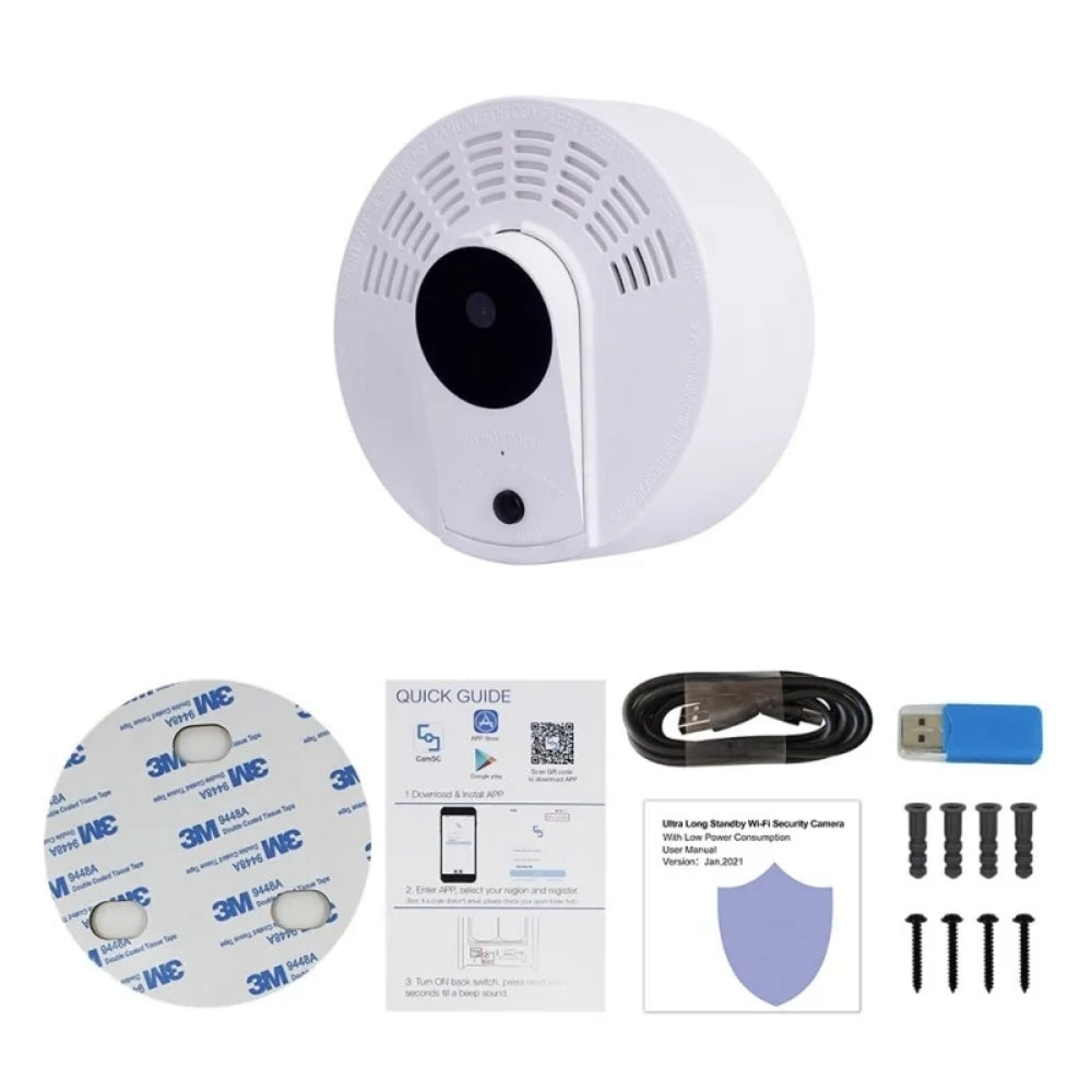 2 Year Battery Camera Ceiling Mount Wireless Wi-Fi 2MP Night Vision 1080p HD Video Recorder