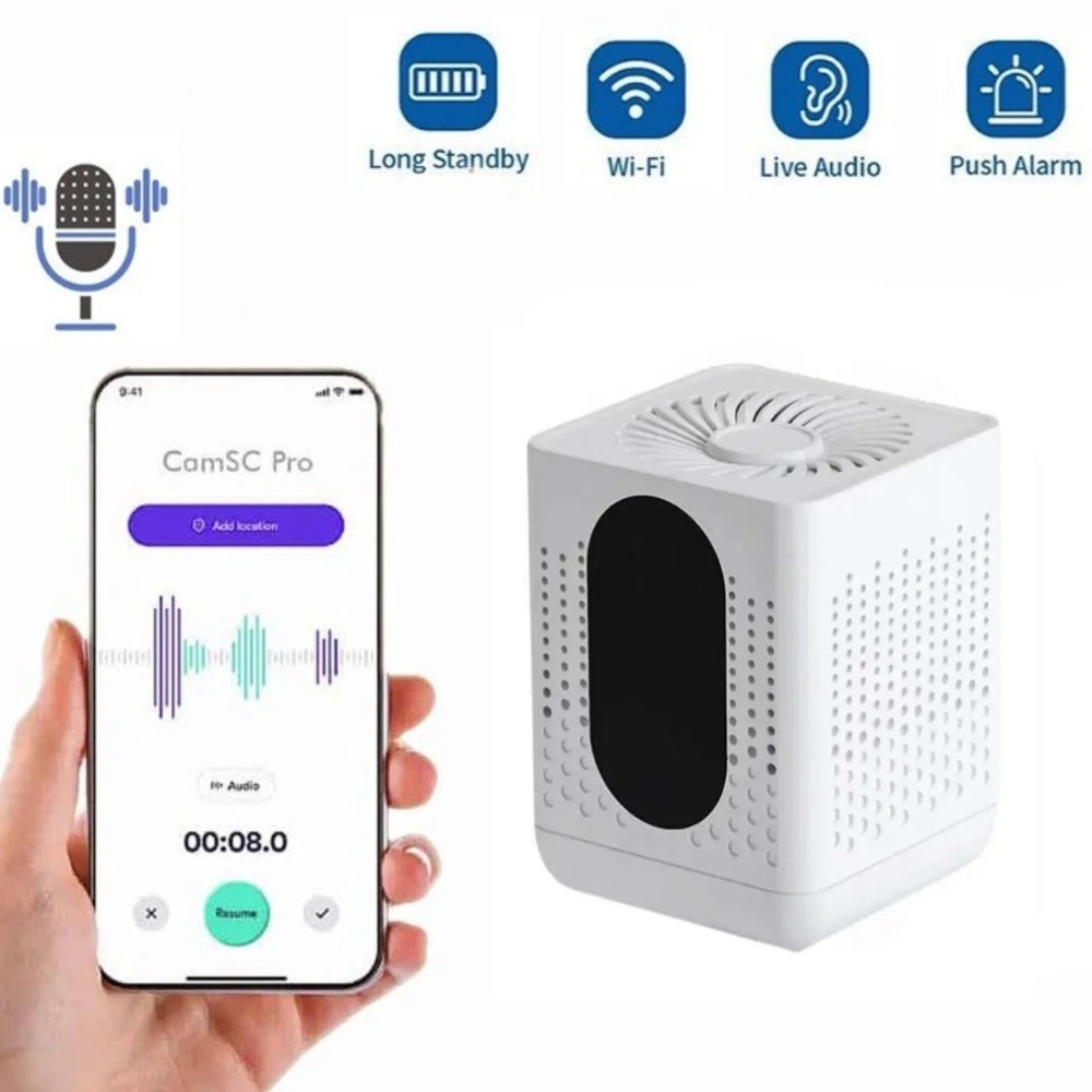 AR07 Wireless Wi-Fi Audio Recorder Sound Activated 7 Months Battery Unlimited Range Audio Listening Download